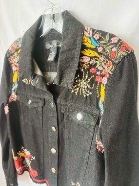 Embroidered Harvest Floral Denim Fall Jacket